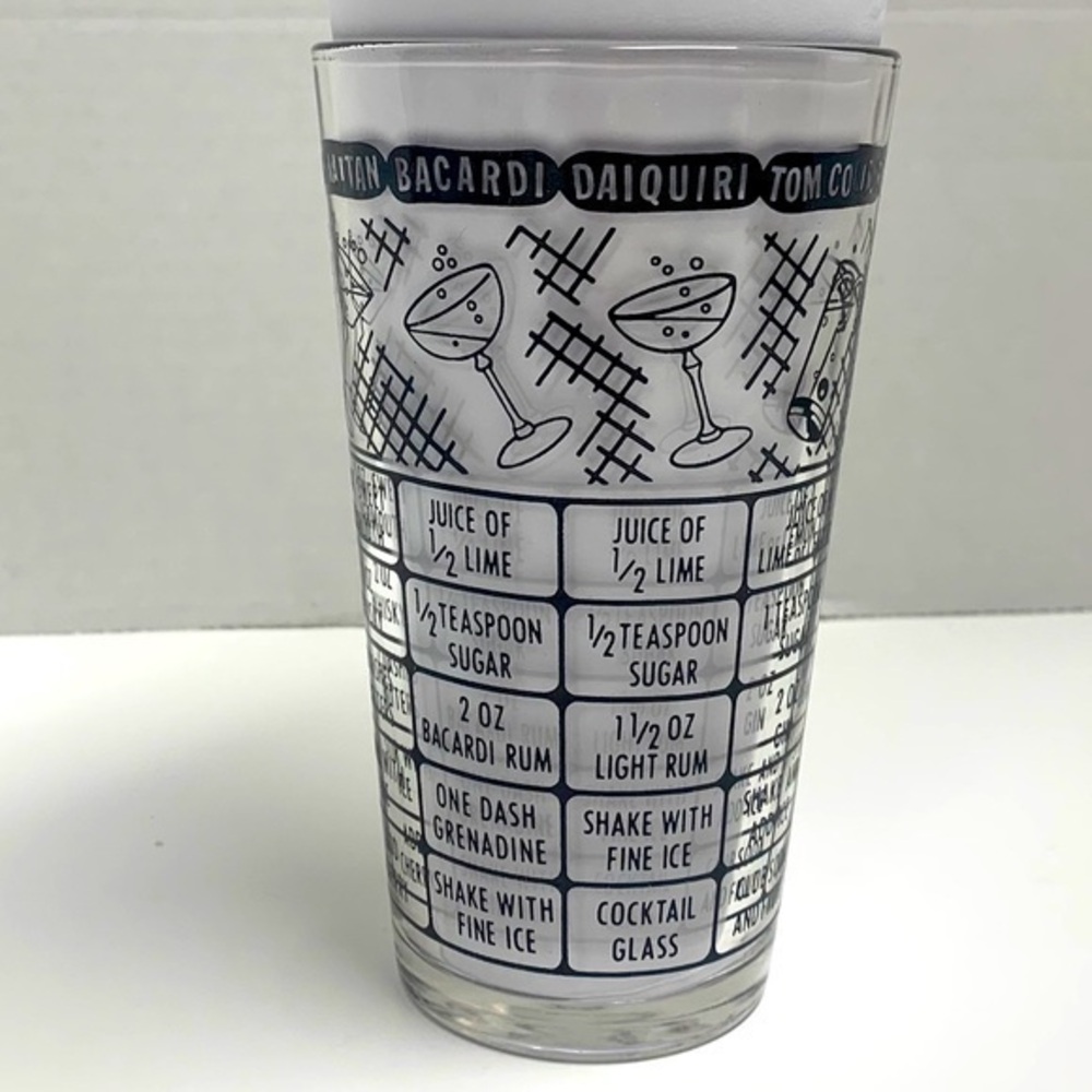 Vintage Federal Glass Cocktail Recipe Glass